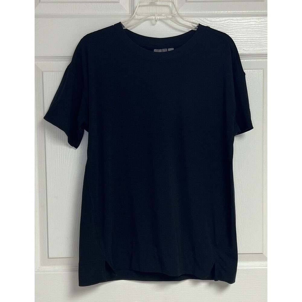 Zella Women Black Active Crewneck T-Shirt Small Lyocell Blend Casual